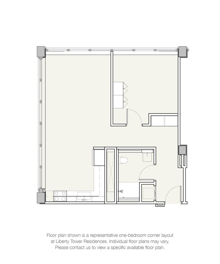 Floor Plan - One Bedroom Corner