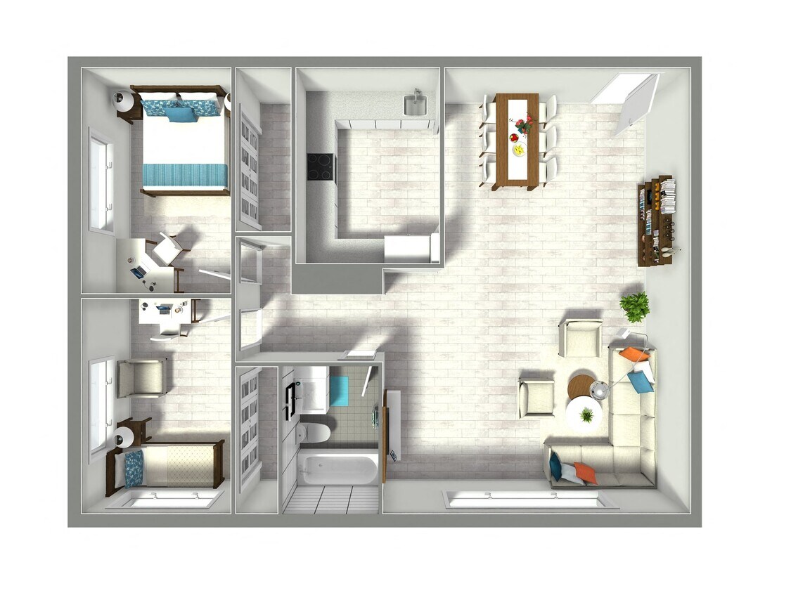 Floor Plan - 2 bedroom 1 bath