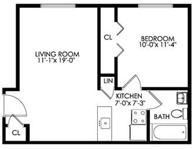 Floor Plan - 1 Bedroom 1 Bathroom