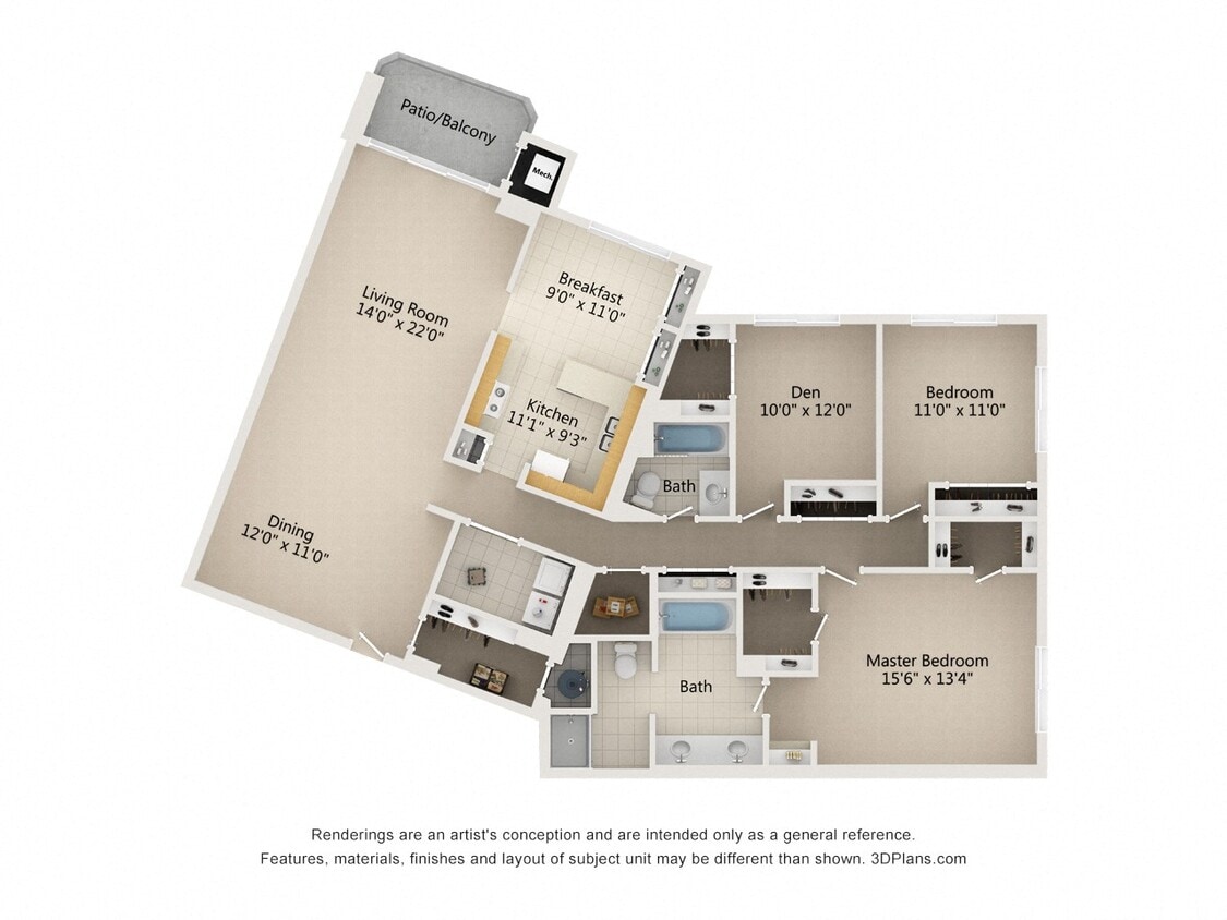 Floor Plan - 3 Bedroom 2 Bath Type C