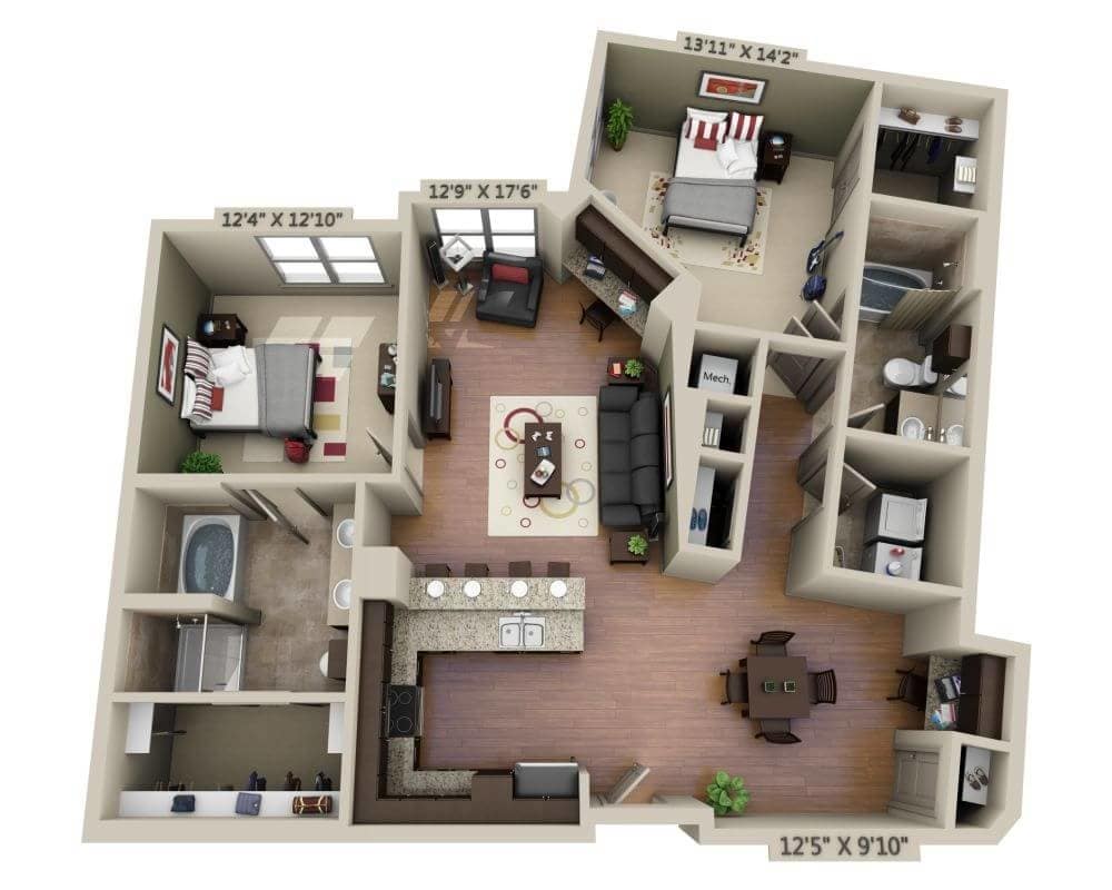 Floor Plan - Two Bedroom B2H