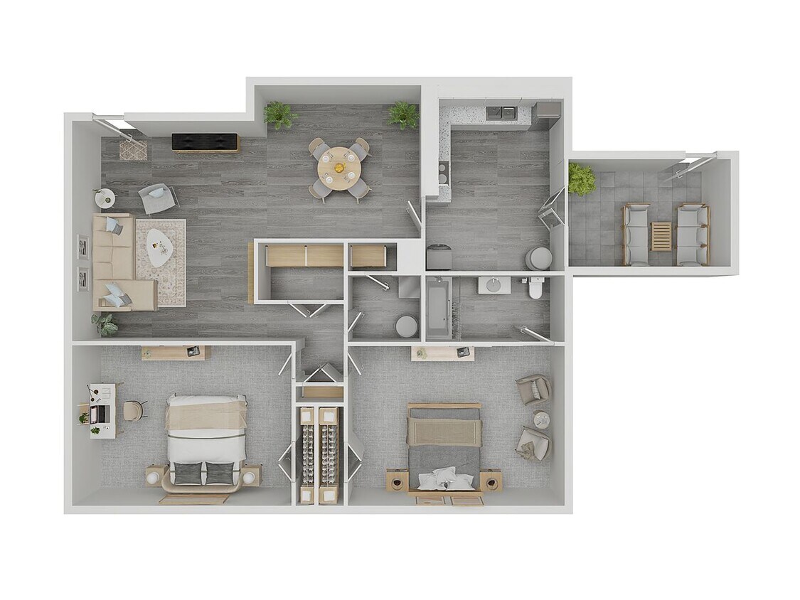 Floor Plan - Ponderosa Pine 2 Bedroom 2 Bath