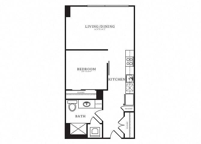 Floor Plan - Jr 1 Bed/1 Bath-B3