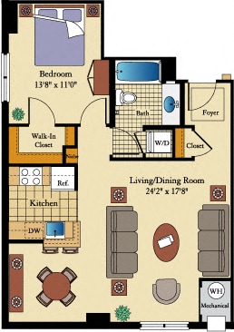 Floor Plan - 1 Bed/1 Bath-A2