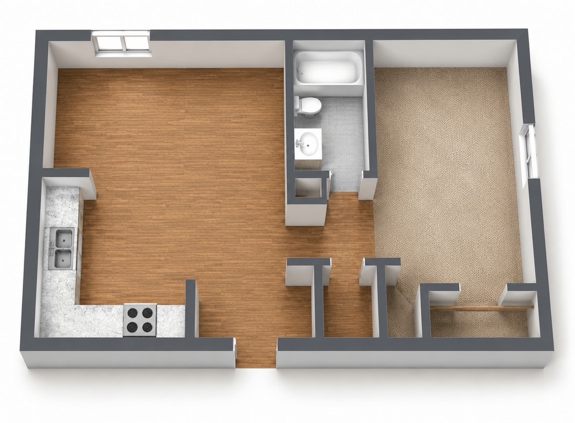 Floor Plan - One Bedroom/One Bathroom