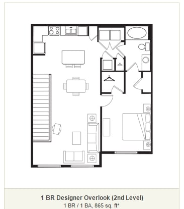 1 BR / 1 BA, 865 sq. ft - 1 BR Designer Overlook
