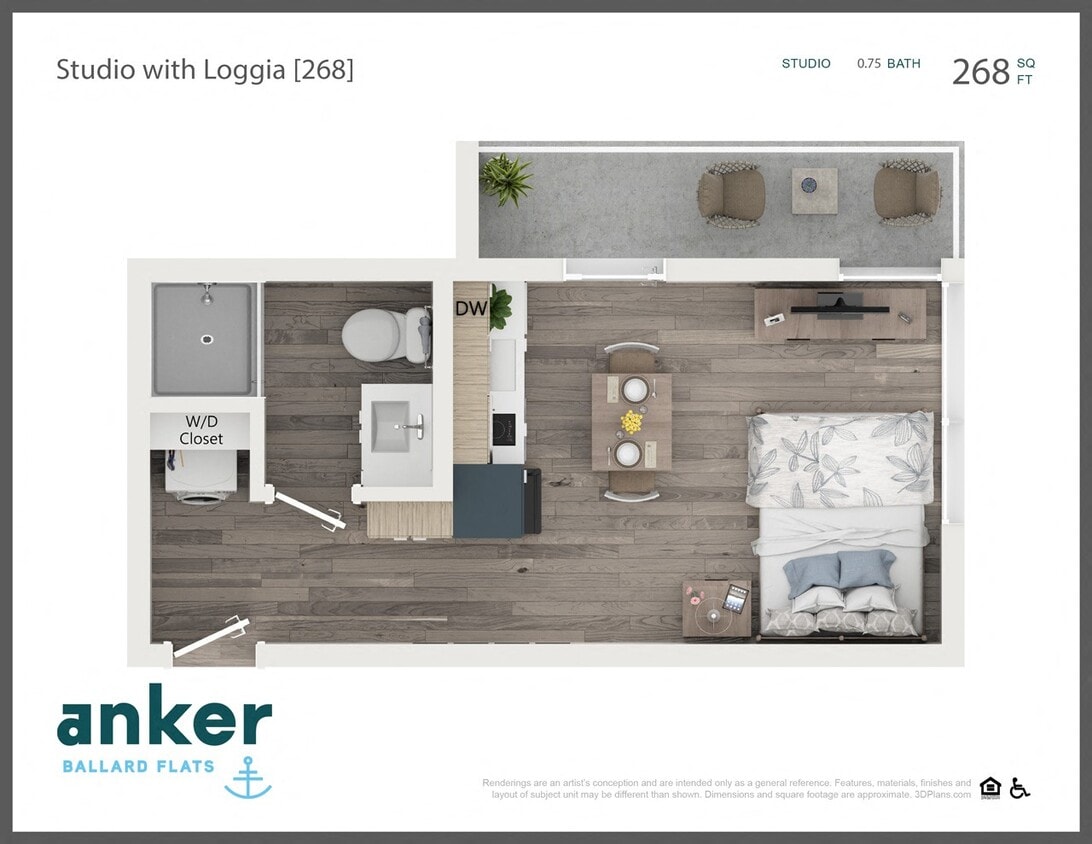 Floor Plan - Studio w/Loggia 301