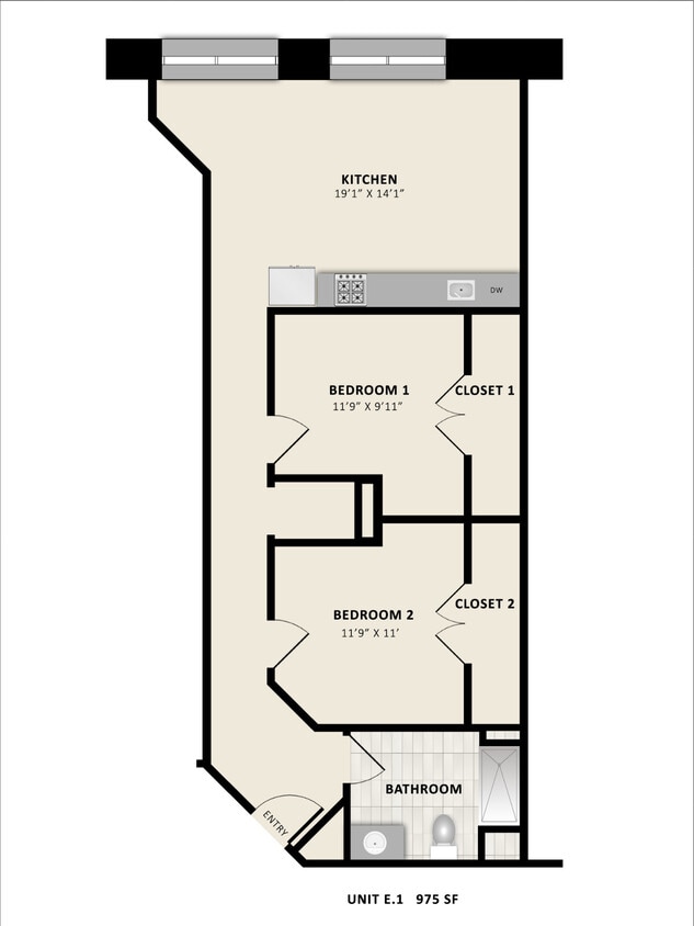 E1 - E1 - 2 bed 1 bath