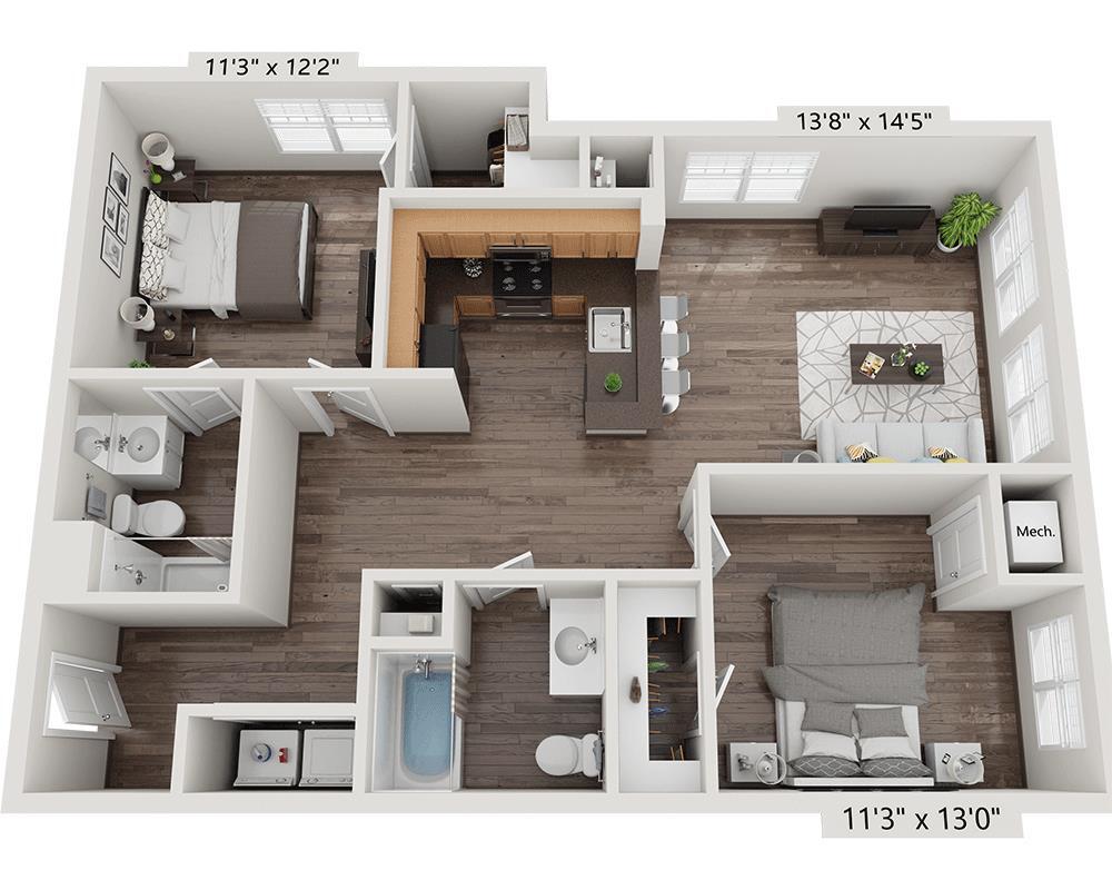 Floor Plan - Two Bedroom B2C