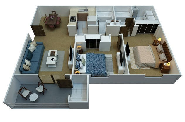 Floor Plan - 2 Bedroom, 2 Bathroom