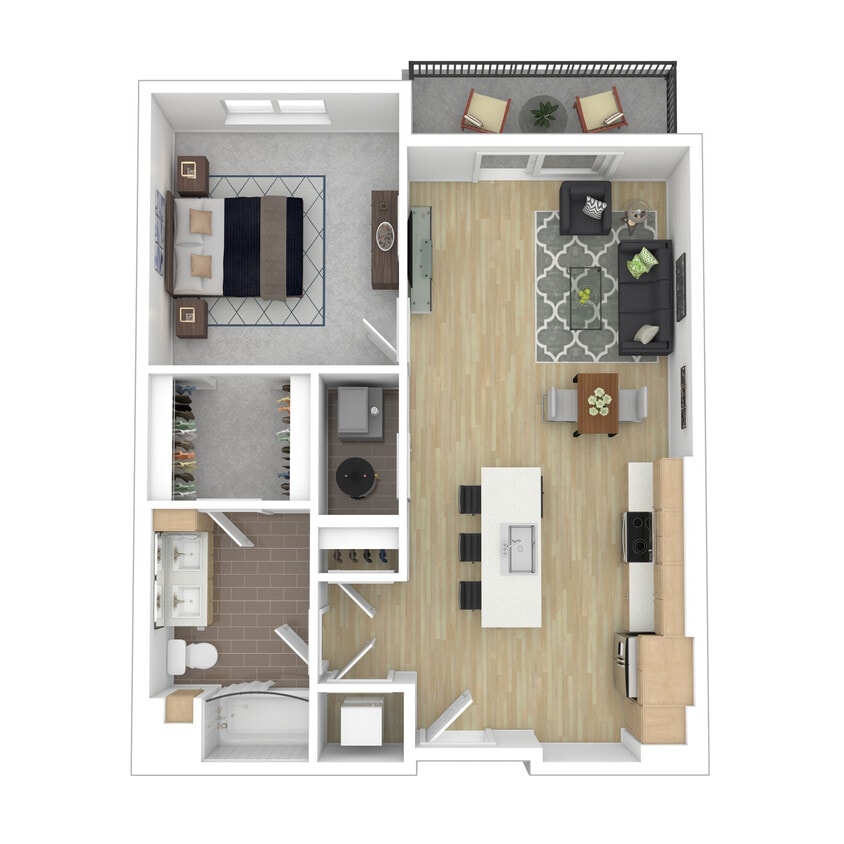 Floor Plan - One Bed One Bath 1A.1