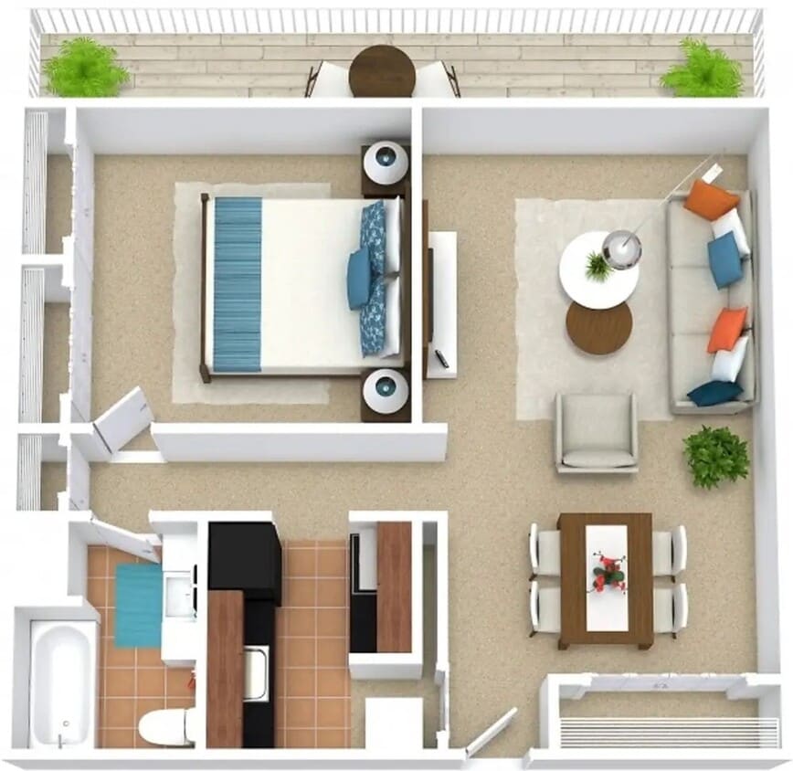 Floor Plan - 1x1 B Premium