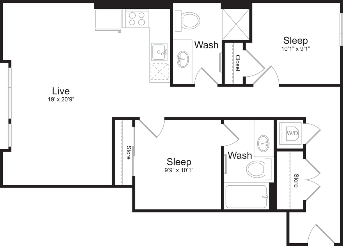 Floor Plan - 2 Bedroom D