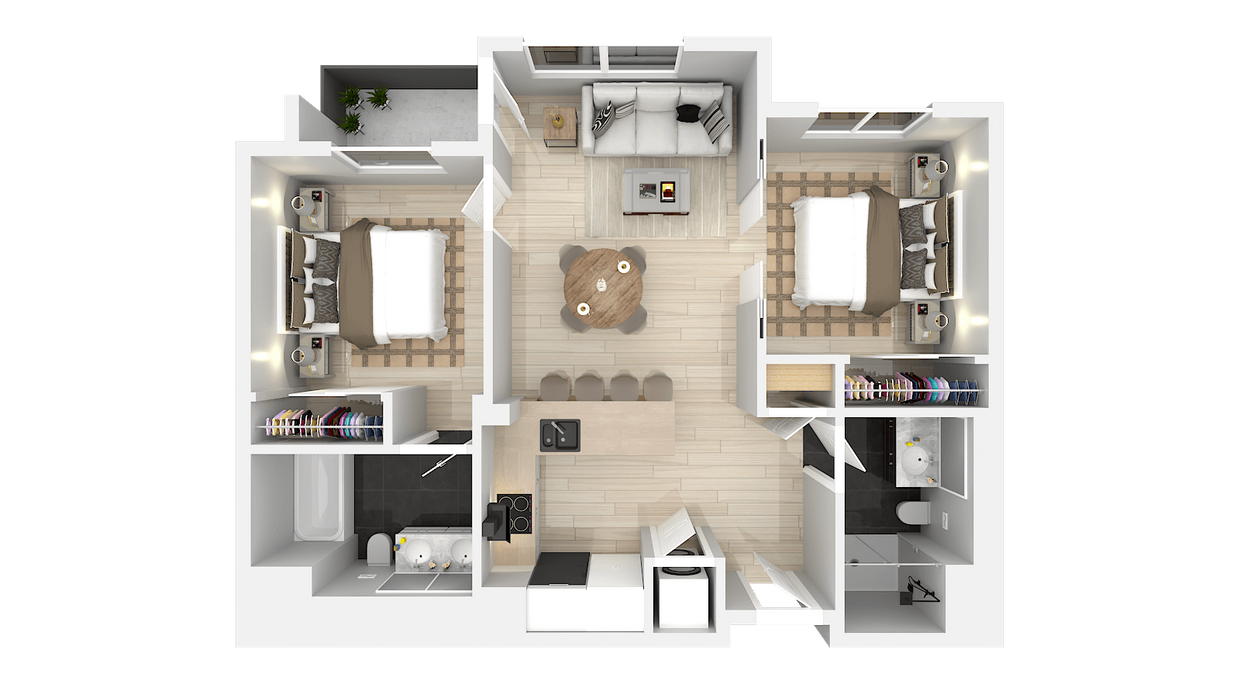 Floor Plan - Two Bedroom Two Bath E