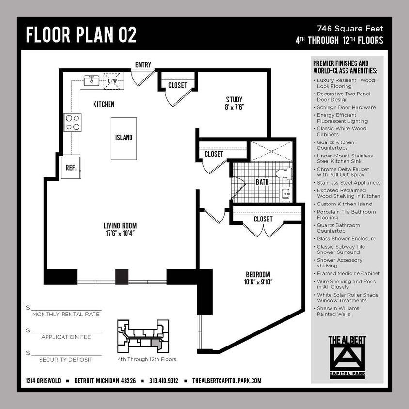 Floor Plan - 1 Bedroom w/ Den Unit - A2