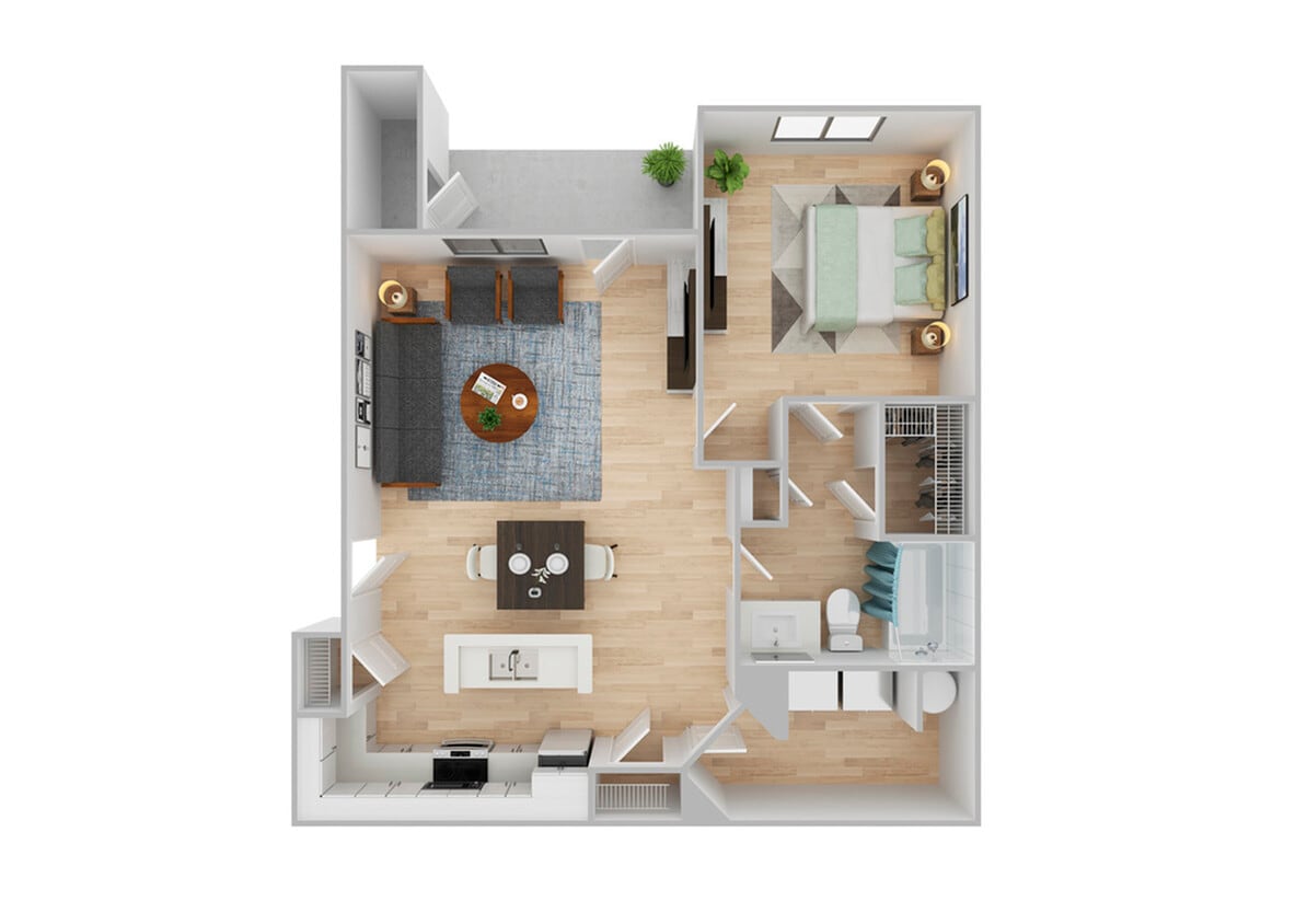 1 Bedroom | 1 Bath | 806 SF | Renovated - Chestnut | Renovated