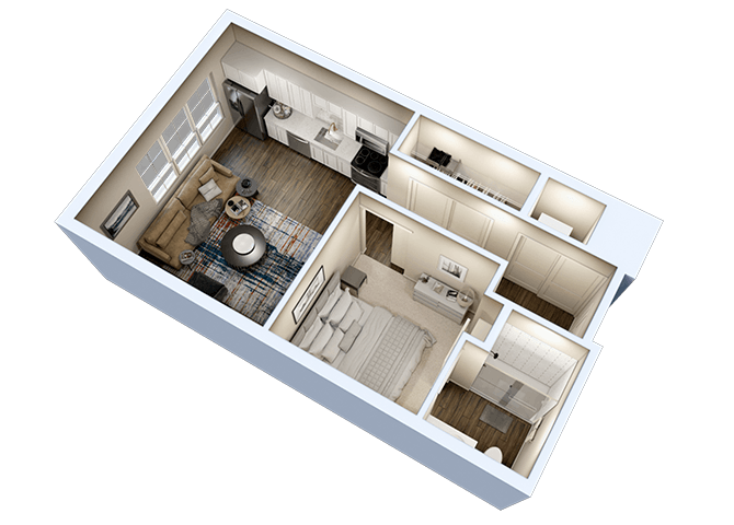Floor Plan - 1 Bed 1 Bath E2