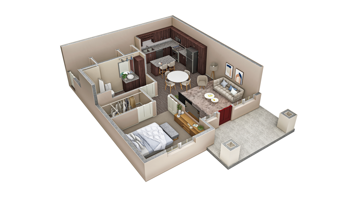 Floor Plan - 1 BR Vue Courtyard