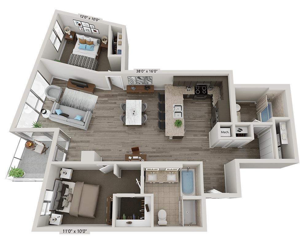 Floor Plan - Two Bedroom B2Z
