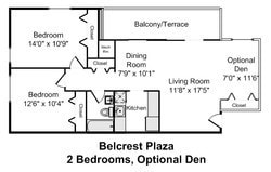 Floor Plan - 2 Bedroom 1 Bathroom