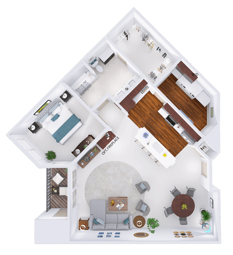 Floor Plan - WestTown - E2 - 1 Bed - 1 Bath