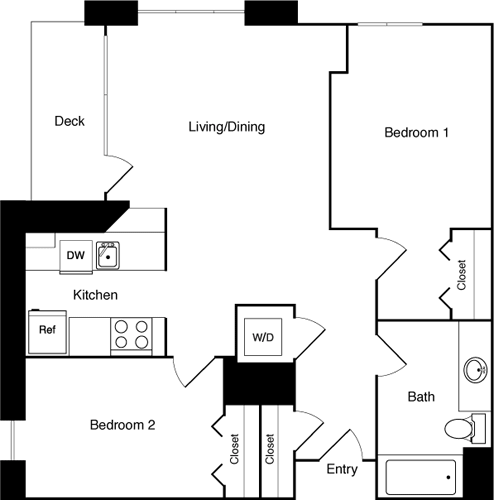 Floor Plan - 2 Bed 323 SE