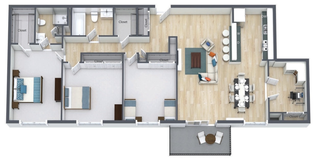Floor Plan - 3 Bedroom  2 Bath  Den  H Style