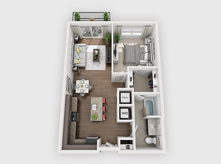 Floor Plan - 1 Bed 1 Bath (B5)