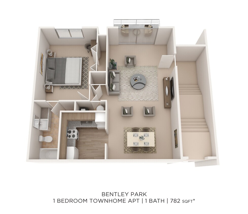 Floor Plan - One Bedroom - 782 sqft