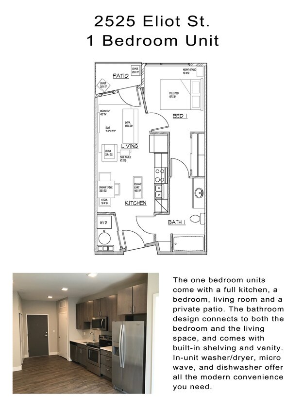 1 BD, 1 BA - 500 SF - 1 Bedroom 1 Bath