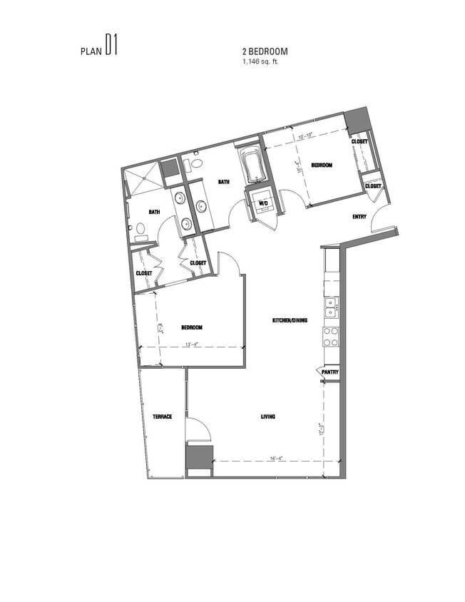 The Avenue Hollywood - D1 - 2 Beds - 2 Baths - 1146 Sq. ft. - D1