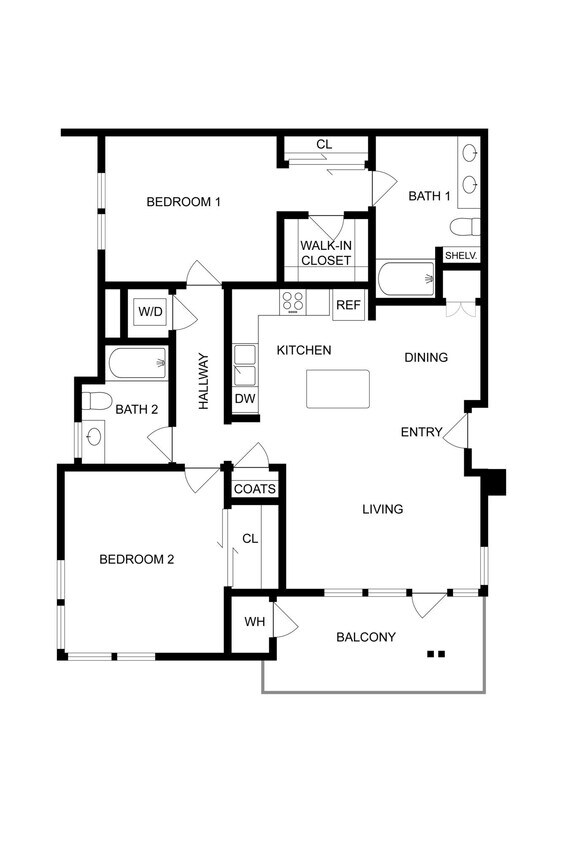 Floor Plan - 2BD, 2BTH B4.1