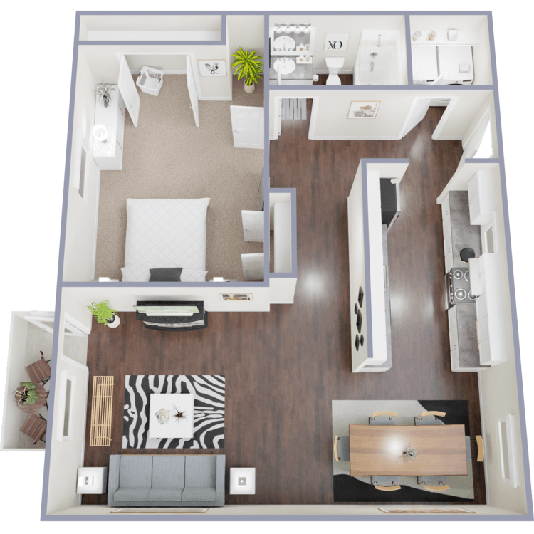 Floor Plan - 1 Bedroom 1 Bath 