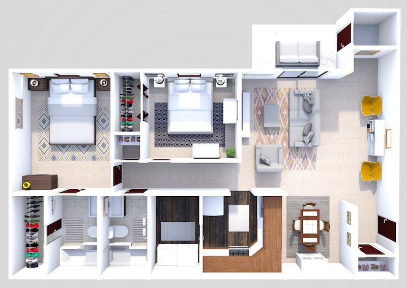 Floor Plan - Phase I - 2 Bed 2 Bath