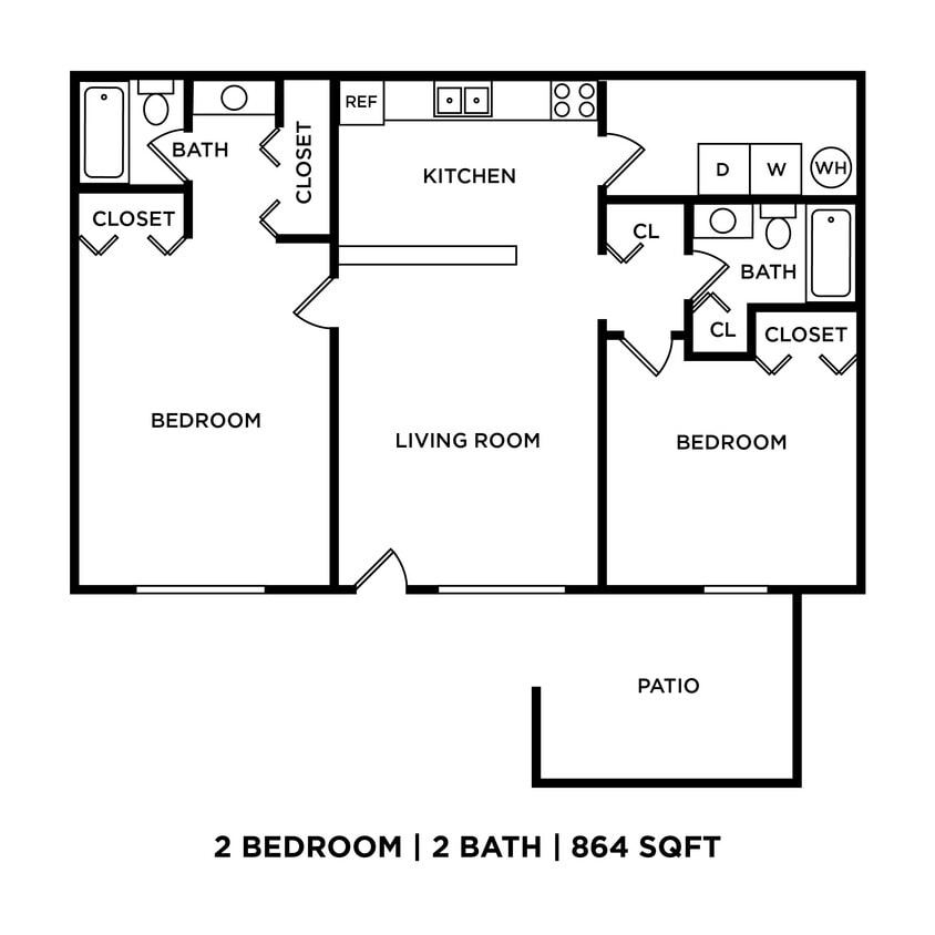 Floor Plan - Two Bed Two Bath Standard