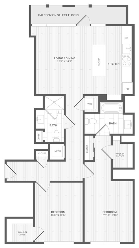 Floor Plan - 2 Bed/2 Bath-C East Medley