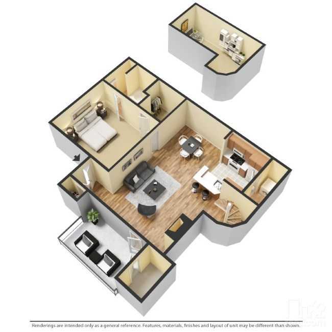 Floor Plan - 1 Bedroom, 1 Bathroom Loft