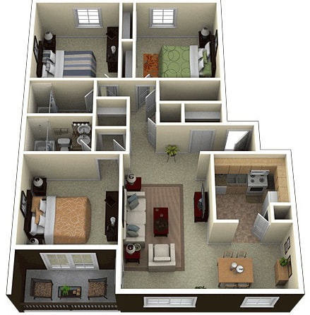 Floor Plan - 3 Bed 2 Bath