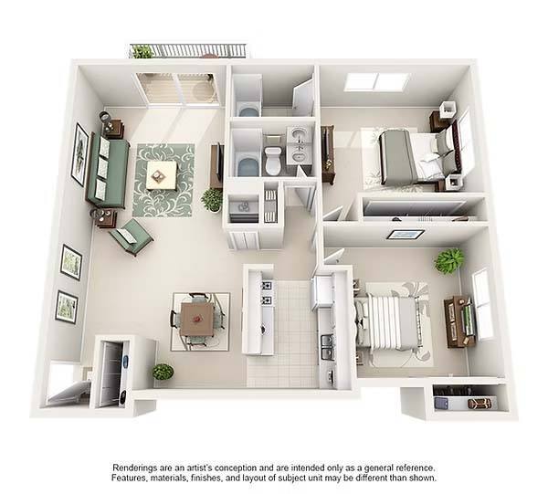 Floor Plan - 2 Bed 2 Bath B