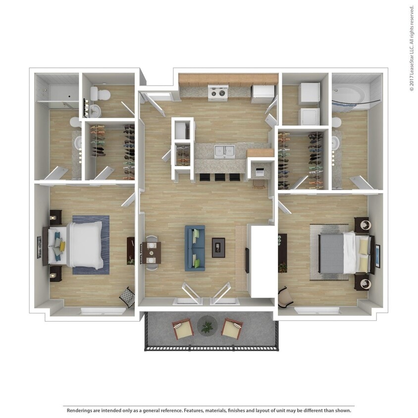 Floor Plan - 2 Bed 2.5 Bath 1216 SqFt (1142 Net) 