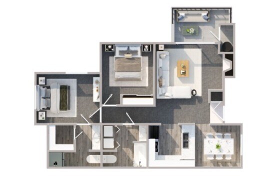 2x2 Floorplan - Two Bedroom Two Bathroom