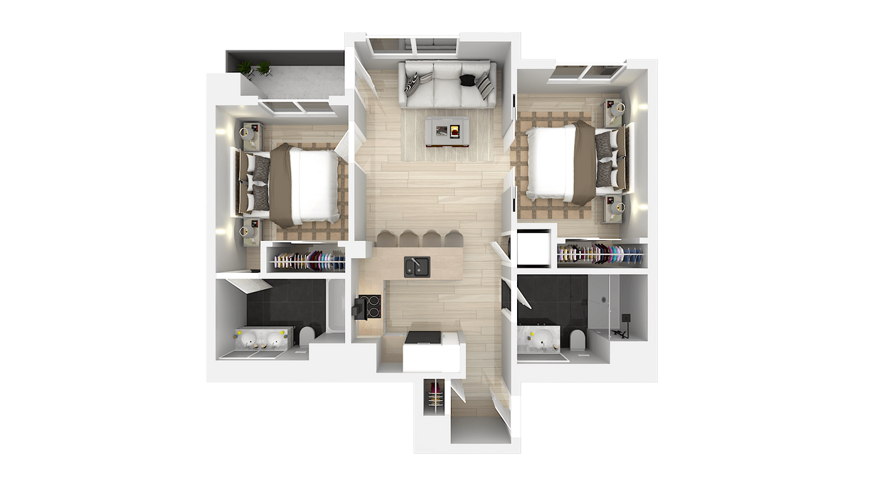 Floor Plan - Two Bedroom Two Bath F