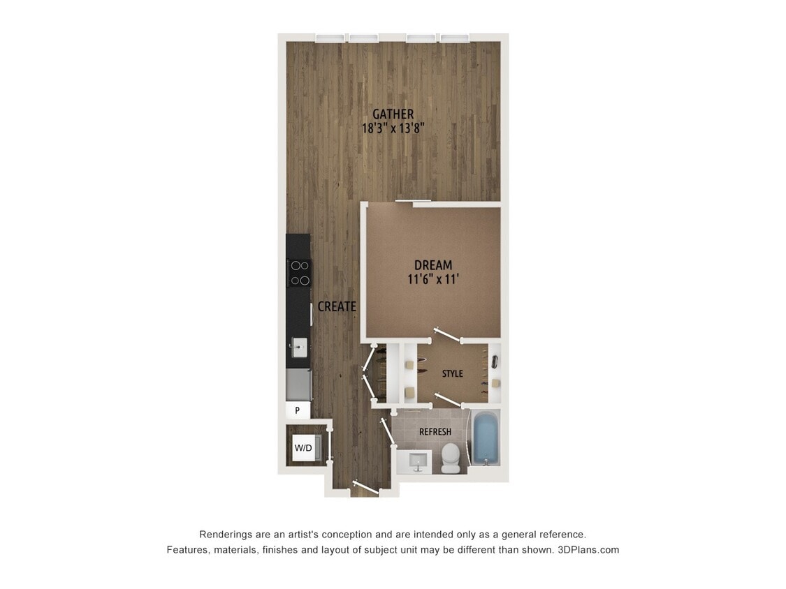 Floor Plan - Jr One Bedroom JA1.1