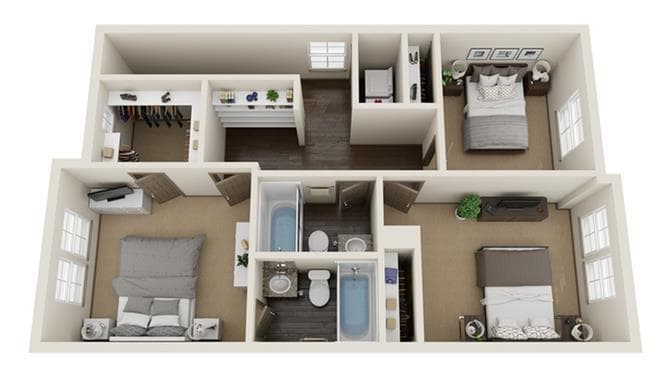 Floor Plan - Three Bedroom Townhome 