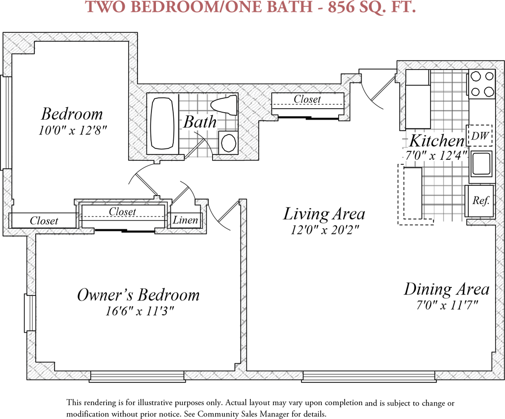 Floor Plan - Two Bedroom/One Bath