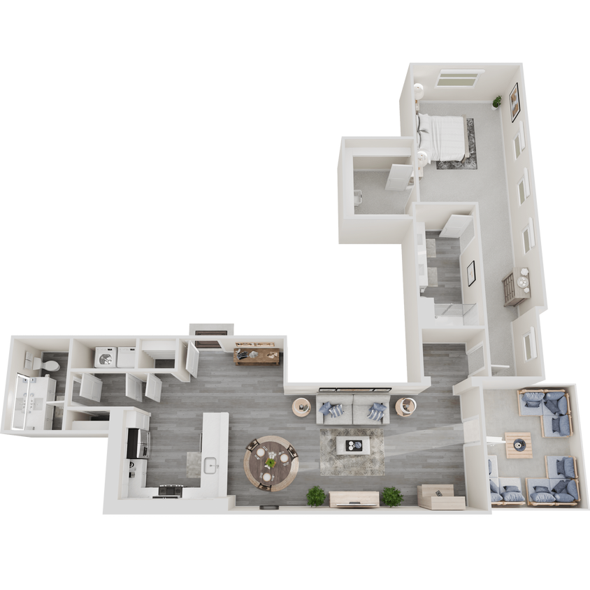 Floor Plan - 1 Bedroom, 2 Bathrooms