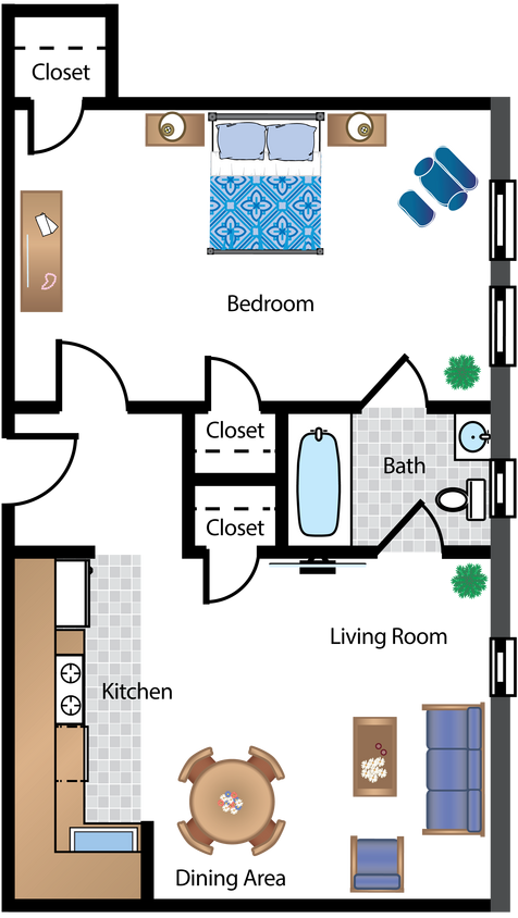 Floor Plan - Renovated 1 Bedroom 07 Tier 