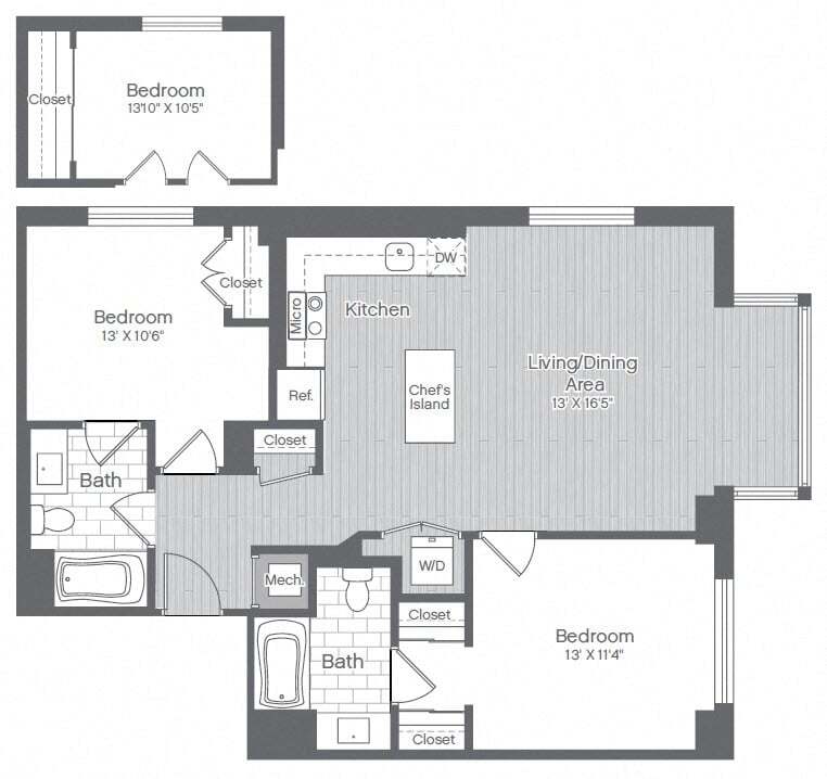 Floor Plan - 2 Bed/2 Bath-B6A