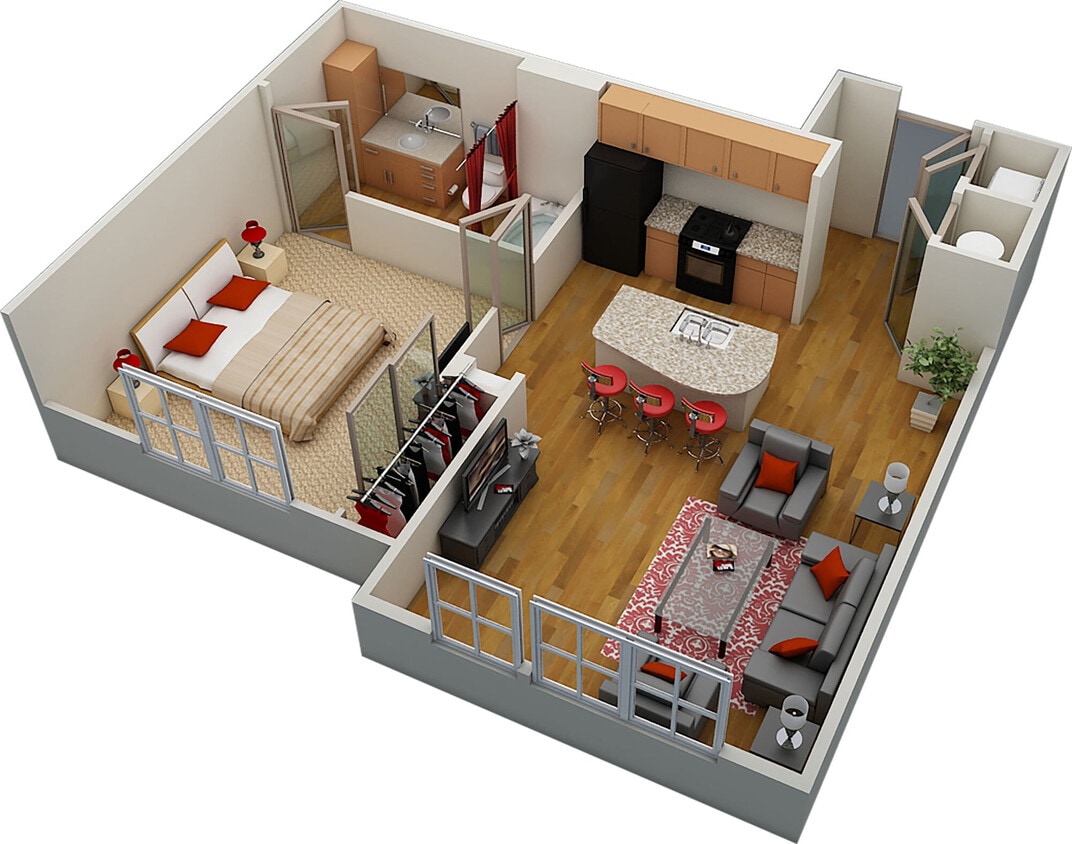 Floor Plan - A1 640sf 1/1