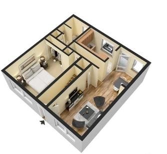 Floor Plan - 1BD/1BA Upgraded Units